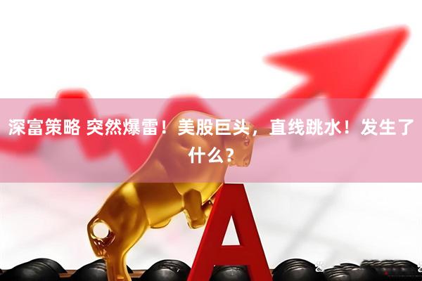 深富策略 突然爆雷!美股巨头,直线跳水!发生了什么?